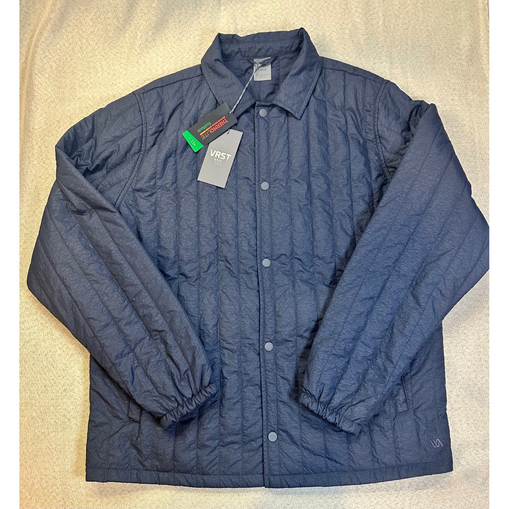 VRST Mens Quilted Coach Jacket Navy Blue Thermolite EcoMade Large MAX234601Z